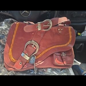 Dior Pink and Orange Leather Shoulder Bag